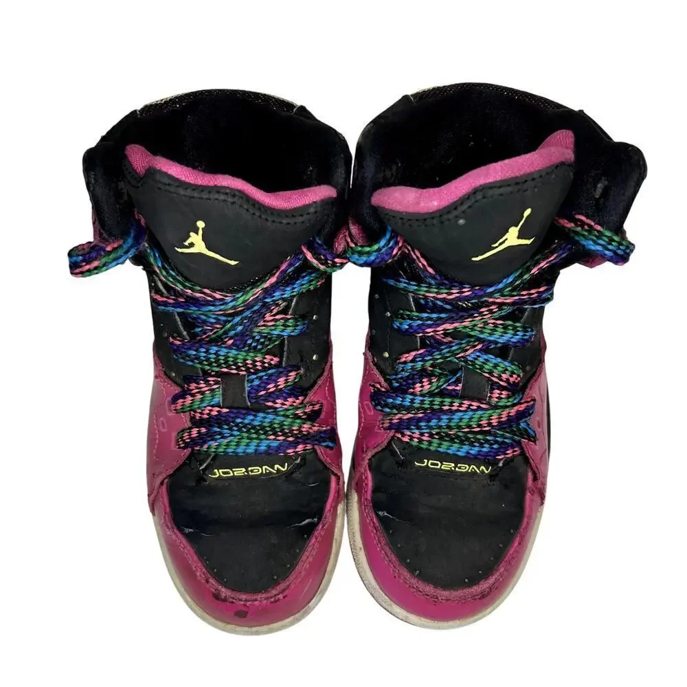 Jordan Flight SC-1 Leather Sneakers Girls Size 13C Hot Pink/Black - Picture 3 of 13